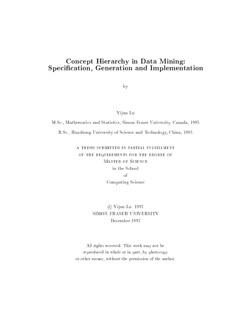 Concept Hierarchy in Data Mining: Specication, Generation and ...