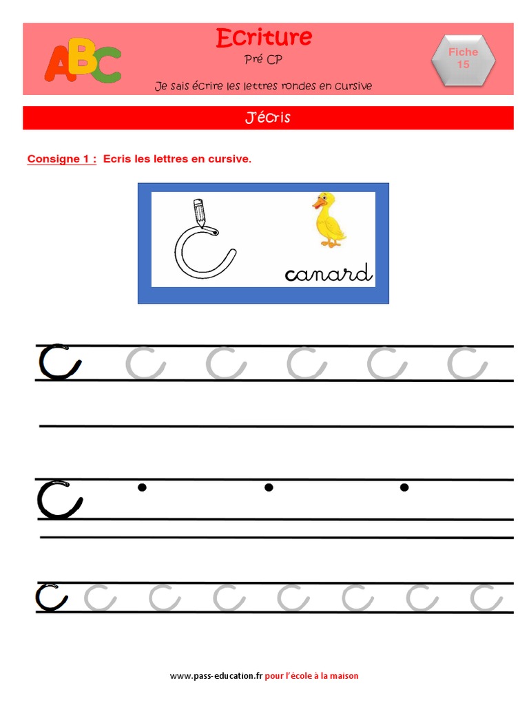 Lettres rondes cursives en maternelle | PDF