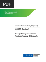 ISA 220 (Revised) : Quality Management For An Audit of Financial Statements