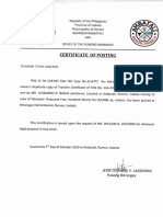 Exhibit G Certificate of Posting (Barangay) Dated October 7, 2020