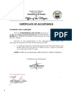 Certificate of Acceptence