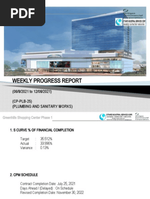 Plumbing Weekly Progress report