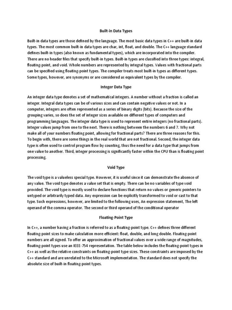 Built-In Data Types | PDF | Data Type | Boolean Data Type