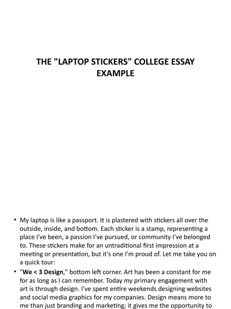 Laptop Stickers College Essay Example PDF