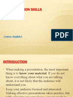 Presentation Skills: Course: English I