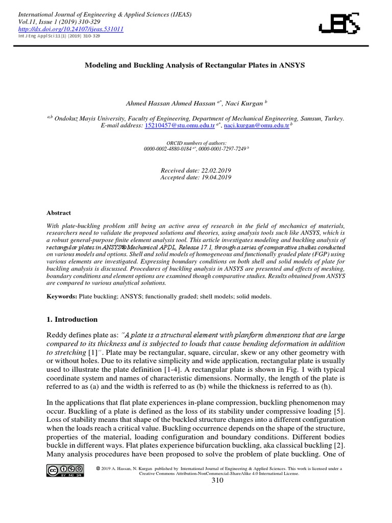 Modeling and Buckling Analysis of Rectangular Plates in ANSYS | PDF ...