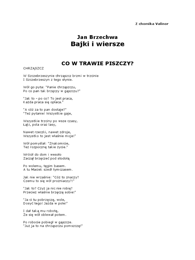 Wiersz O Wilku Jana Brzechwy