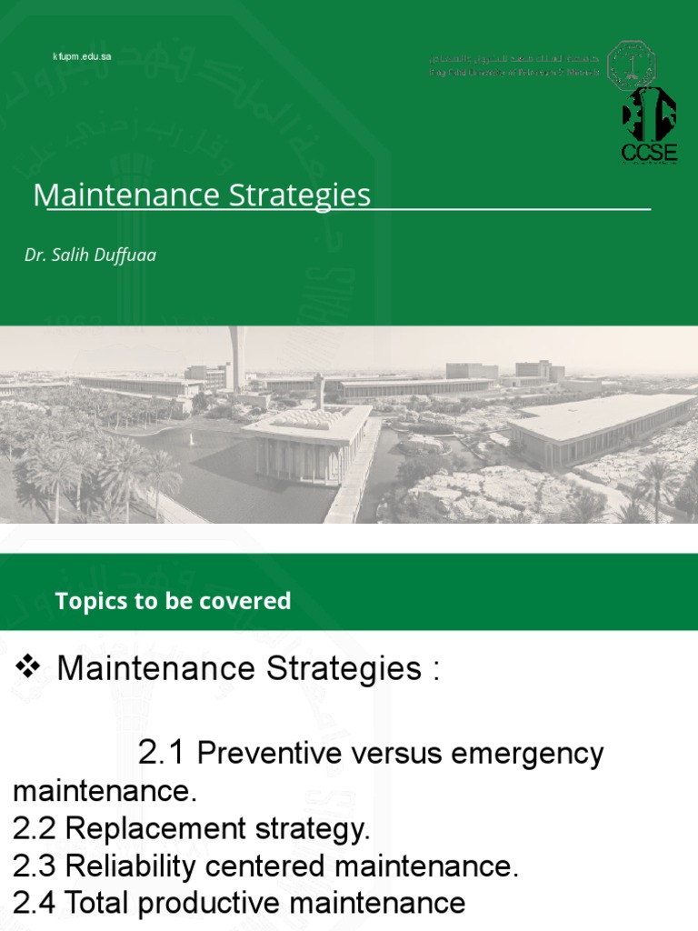 Maintenance Strategies Overview | PDF | Applied And Interdisciplinary ...