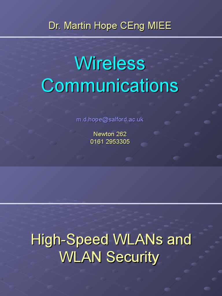 High-Speed WLANs and Security Overview | PDF | Ieee 802.11 | Wireless Lan