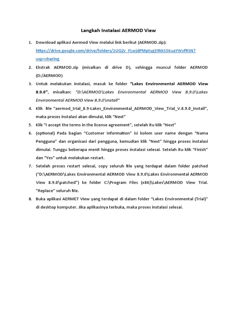 Panduan Instalasi AERMOD View | PDF