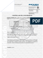 Certificado de Conformidad: INDURA ECUADOR S.A., Certifica Que Su Producto NITRÓGENO ULTRA PURO, Grado 5.0