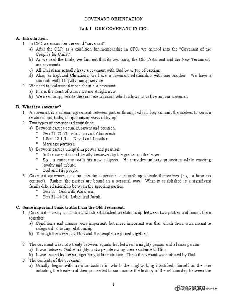 CFC Covenant Orientation Overview | PDF | New Covenant | Prayer