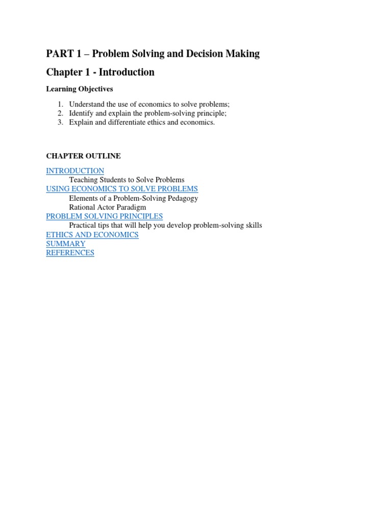 Chap1 - Using Economics To Solve Problems | PDF | Decision Making ...