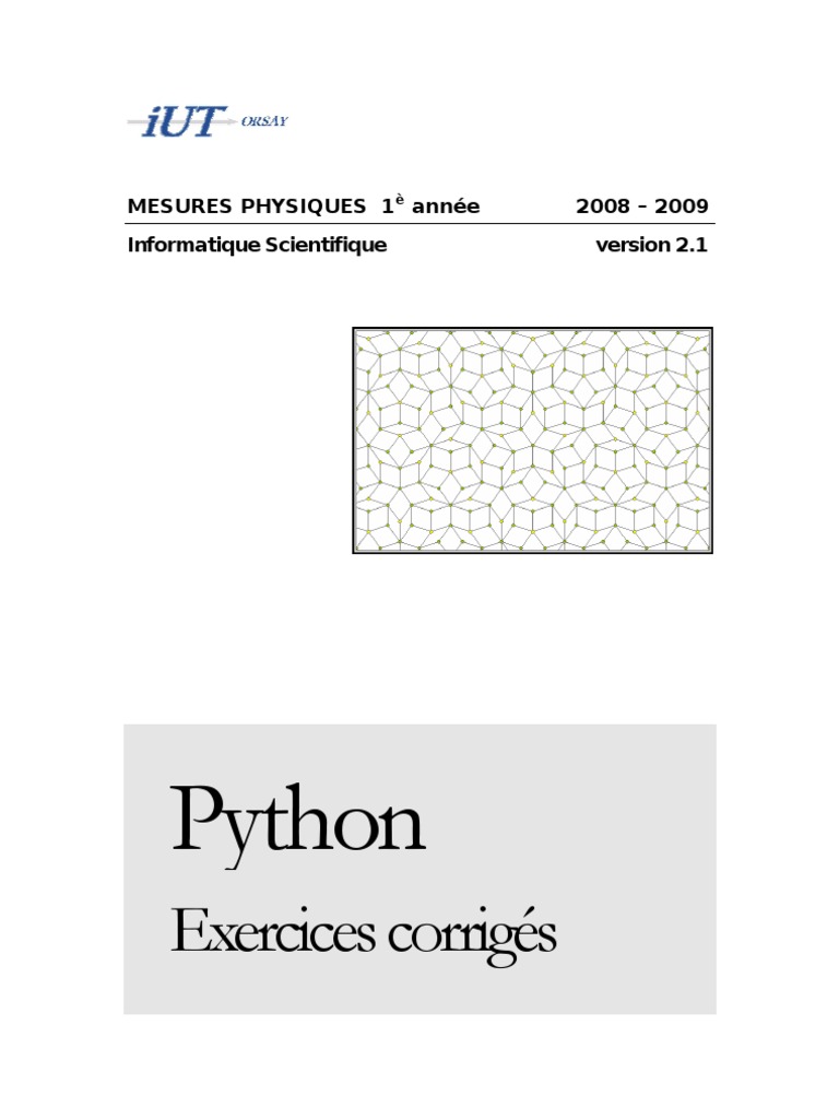 Exercice Python Seconde Pdf _ Python par la pratique : 101 exercices ...