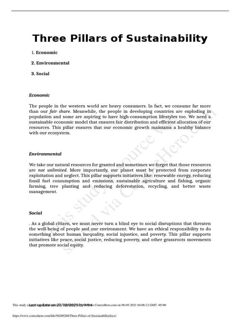 Three Pillars of Sustainability | PDF | Sustainability | Environmental ...