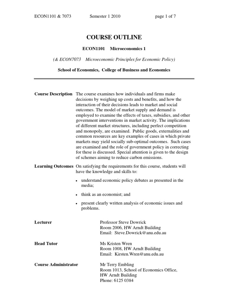 Econ 1101 Pdf Perfect Competition Supply Economics