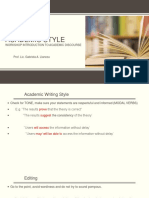 Academic Style: Workshop Introduction To Academic Discourse