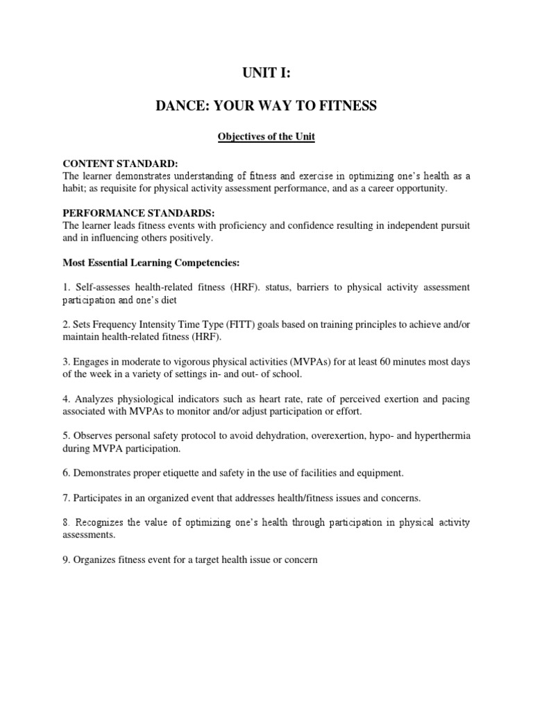 Dance Fitness for Students | PDF | Stress (Biology) | Physical Fitness