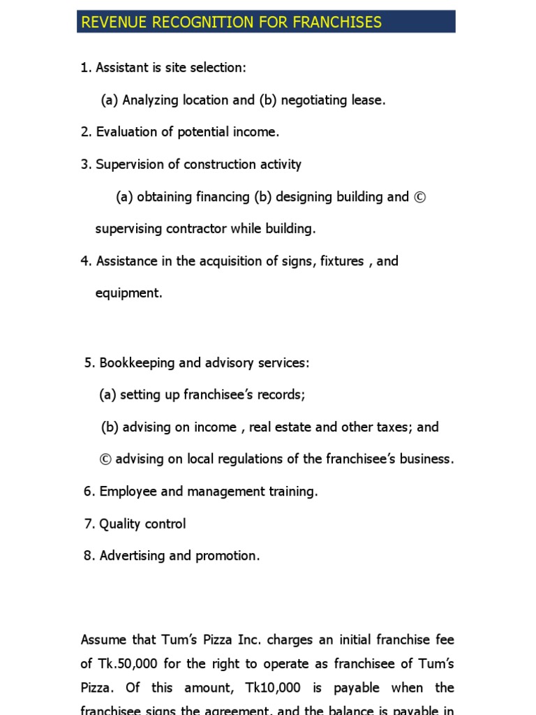 Revenue Recognition For Franchises | PDF | Law