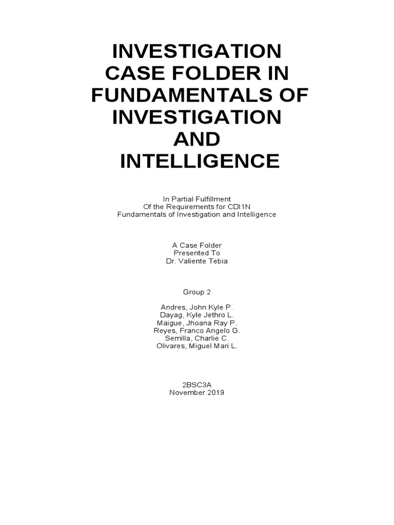 Investigation Case Folder in Fundamentals of Investigation AND