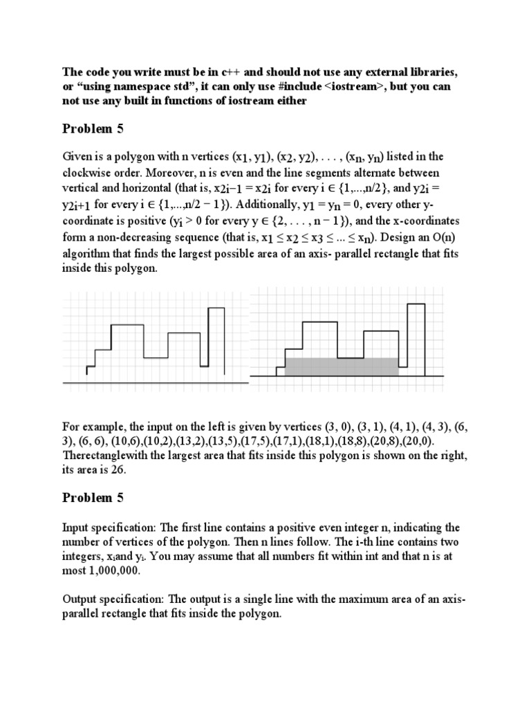 Max Area Rectangle in Polygon C++ Algorithm | PDF