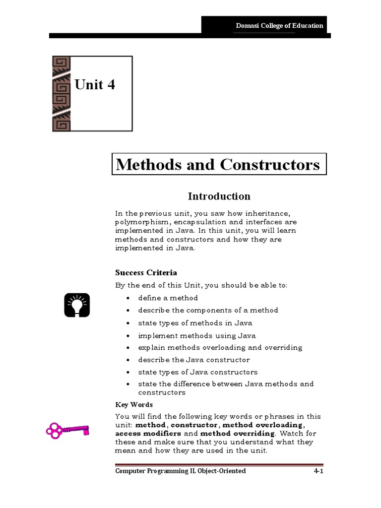Unit 4: Methods and Constructors | PDF | Method (Computer Programming ...