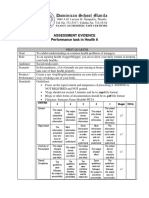 Assessment Evidence Performance Task in Health 6: Criteria 5 4 3 2 1 Weight TOTAL