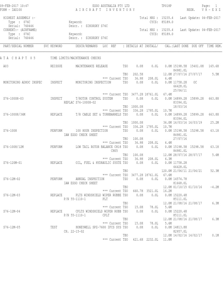 EXZ Aircraft Inventory | PDF | Vehicle Technology