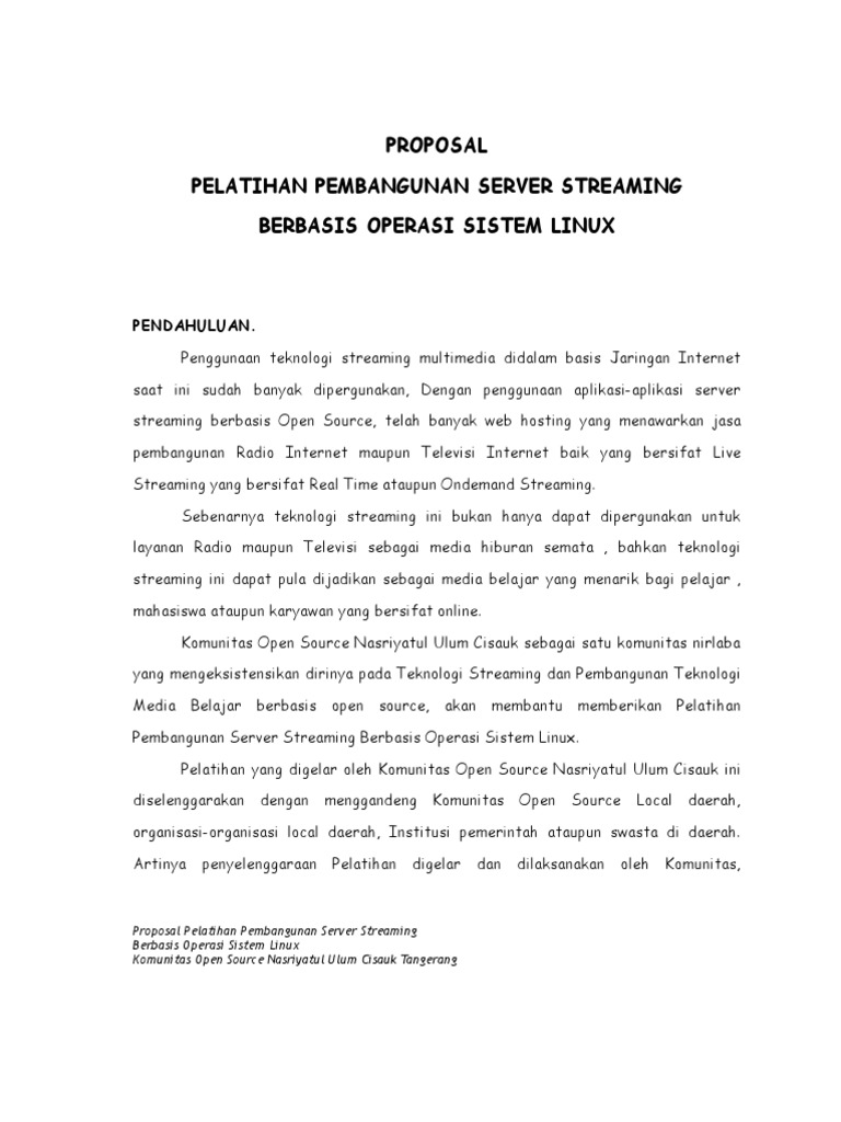 CONTOH PROPOSAL PELATIHAN