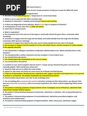Cbt Sample Q&A 1 - Nmc Cbt Sample Questions (Ac)