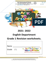 2021-2022 English Department Grade 1 Revision Worksheets