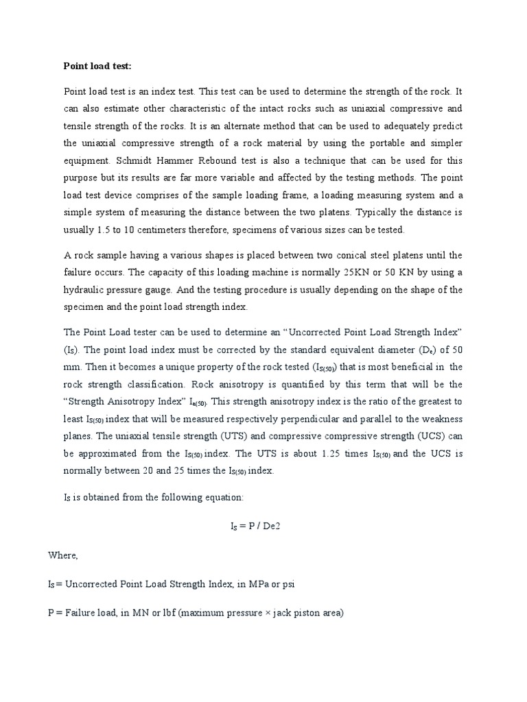 Point Load Test | PDF