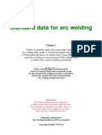 Standard Data For Arc Welding: Please Note