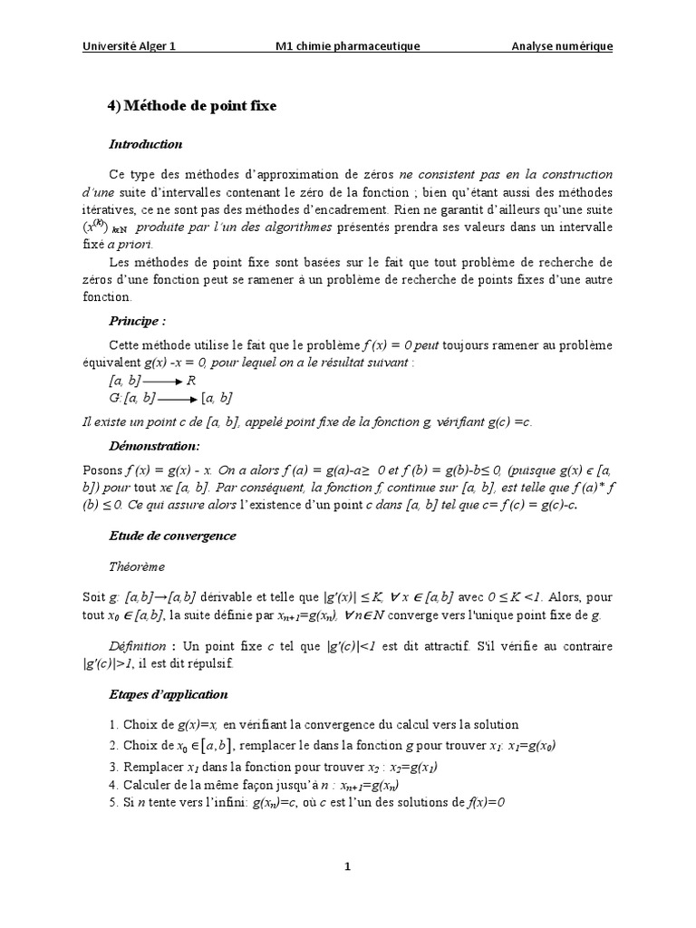 II) 4.méthode de Point Fixe | PDF | Fonction (Mathématiques) | Analyse ...