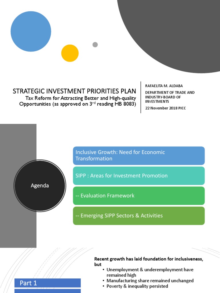 Strategic Investment Priorities Plan SIPP Supporting The Growth and