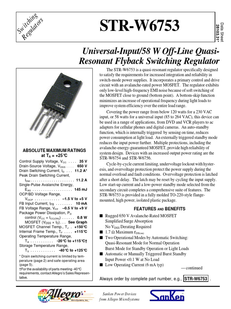8050S datasheet(1/8 Pages) ALLEGRO | OFF-LINE QUASI-RESONANT FLYBACK SWITCHING REGULATOR