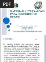 APRESENTAÇÃO MATERIAIS ALTERNATIVOS PARA CONSTRUÇÕES CIVIS E RURAIS - Daniel Max