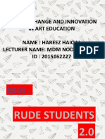 Ade 515: Change and Innovation in Art Education Name: Hareez Haiqal Lecturer Name: MDM Noor Farhani ID: 2015162227
