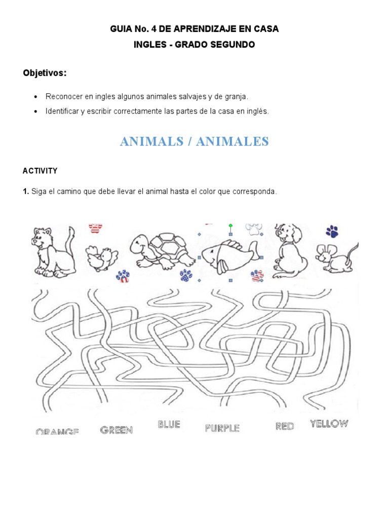 Actividades de Inglés para Segundo Grado | PDF