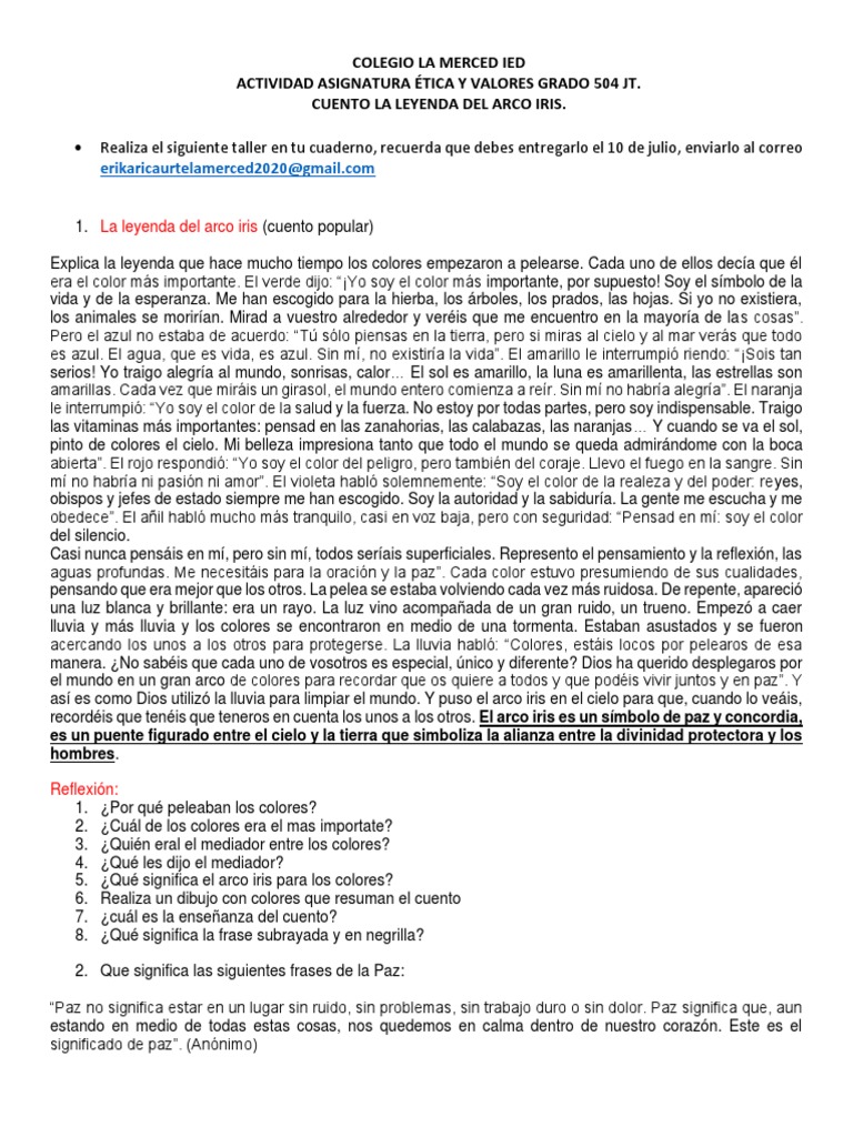 Leyenda del Arco Iris y Valores | PDF | Arco iris | Color