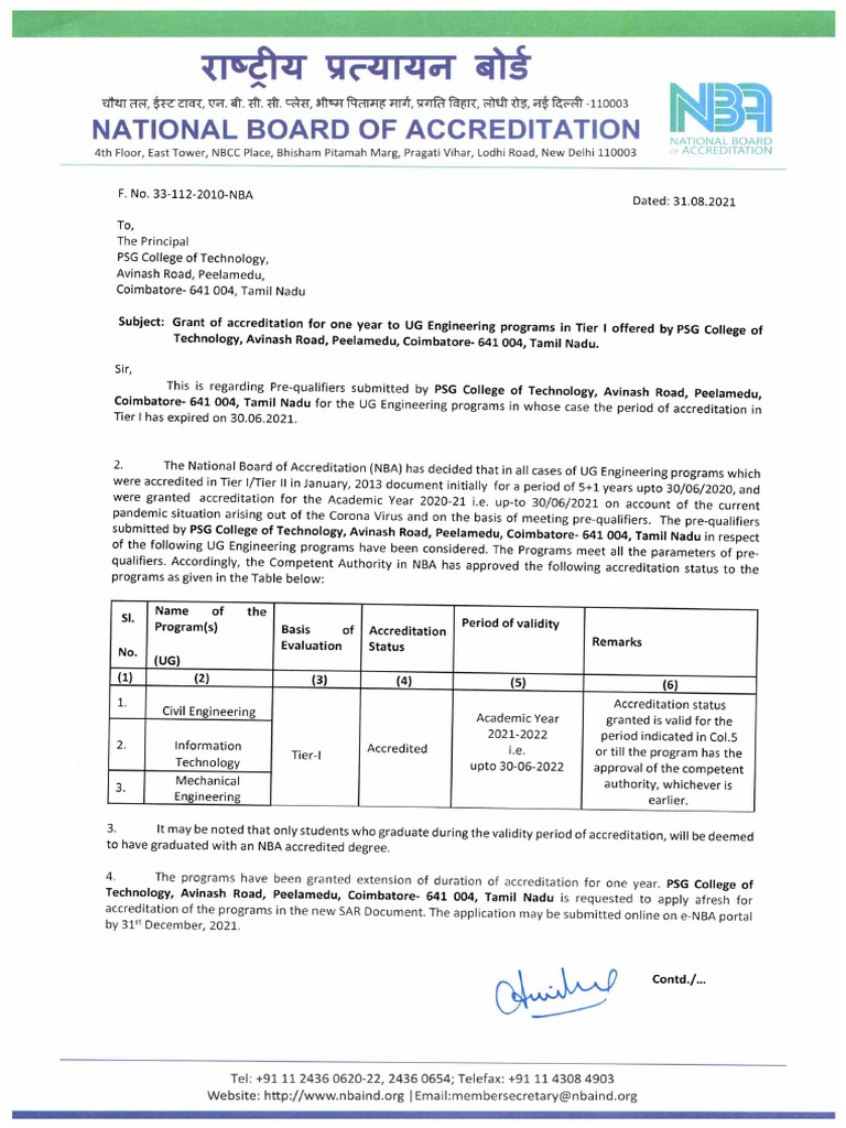 PSG College of Technology UG Mech - Civil - IT | PDF