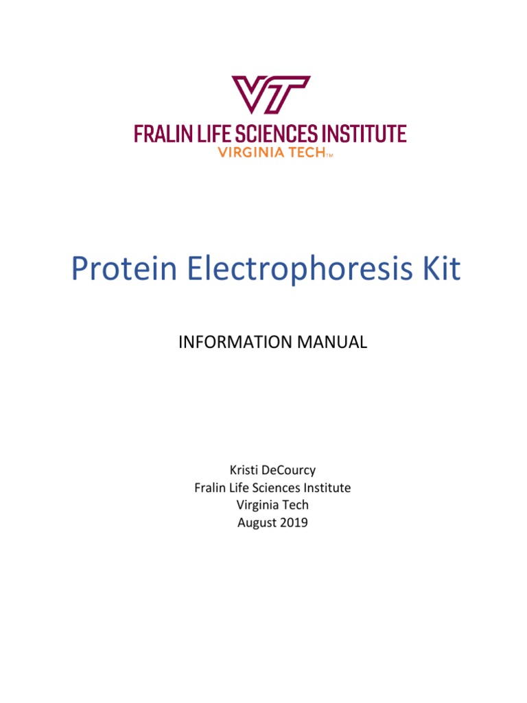 2020 Protein Electrophoresis Kit Manual Sept 16 2019 PDF Gel