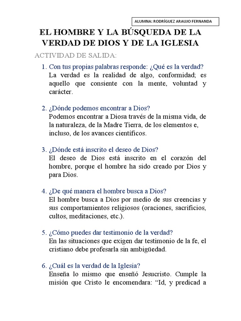 El Hombre y La Búsqueda de La Verdad de Dios y de La Iglesia ...