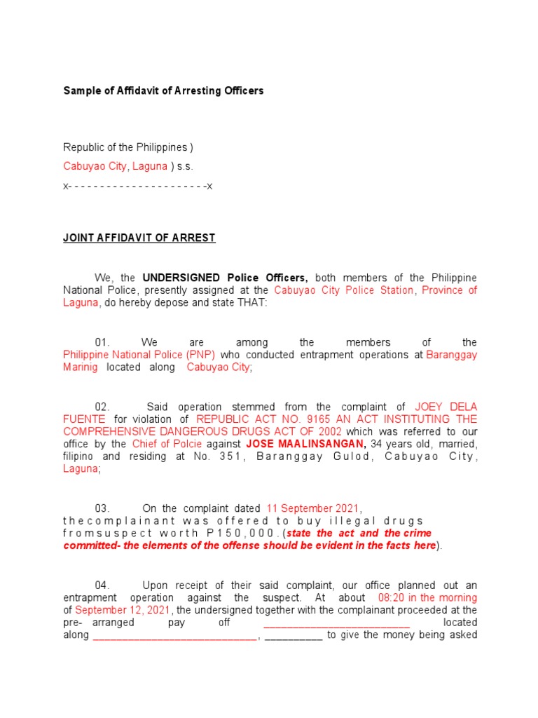 Affidavit of Arresting Officers PDF Affidavit Government