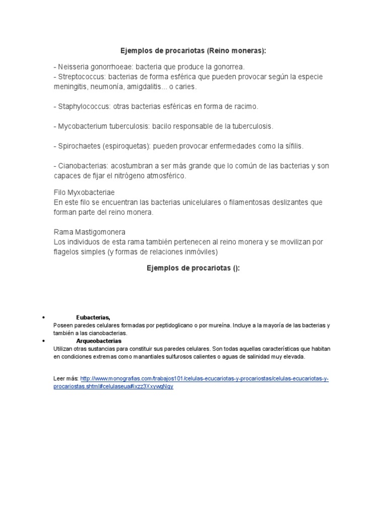Ejemplos de Procariotas PDF