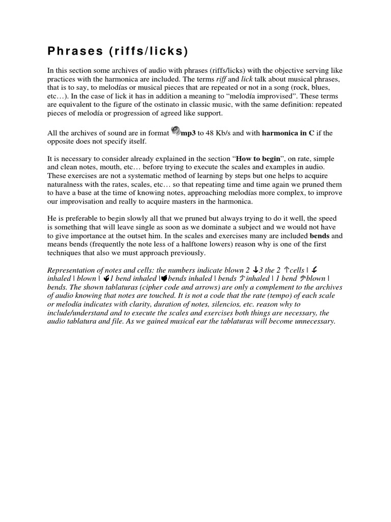 80 Harmonica Riffs With Audio Plus Scales | PDF | Musical Compositions ...