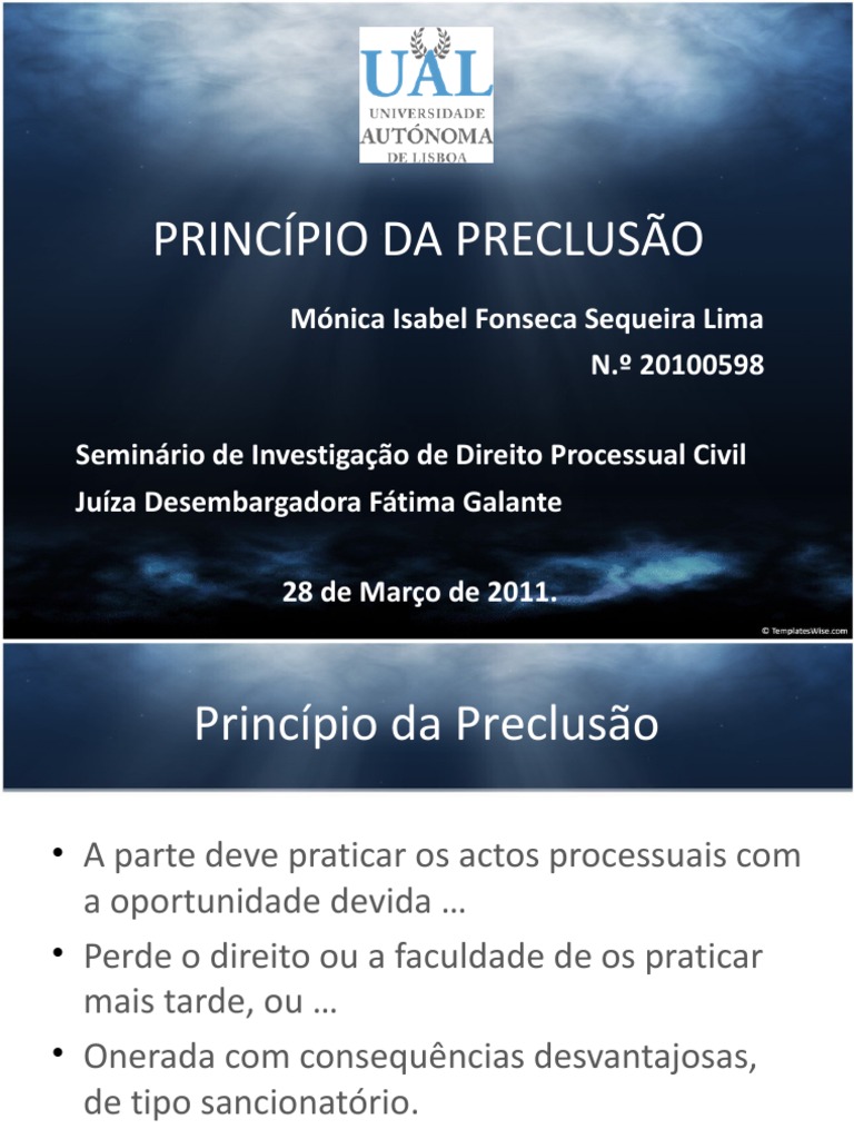 Princípio da Preclusão no Processo Civil | PDF