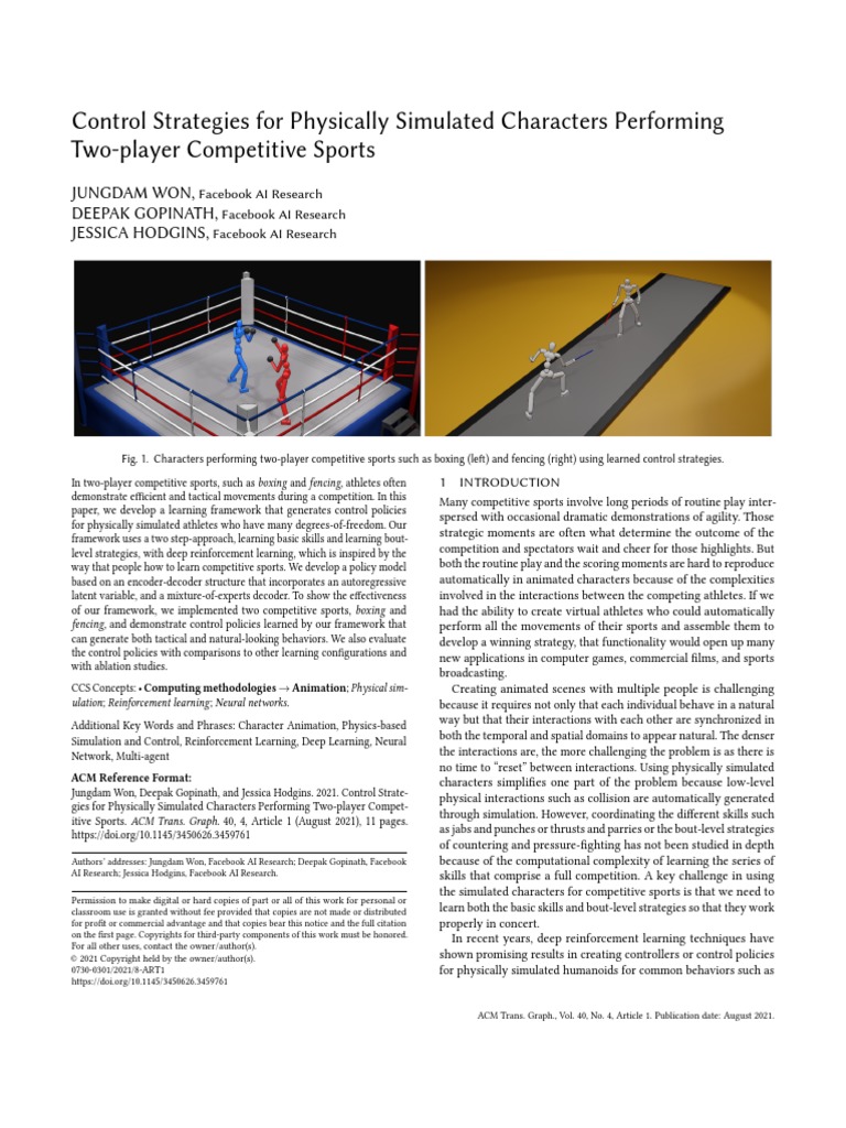 Control Strategies For Physically Simulated Characters Performing Two ...