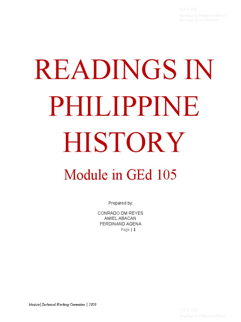 GEd 105: Readings in Philippine History | PDF | Primary Sources
