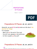 Prepositions of Places: Basic 7 - Unit 7